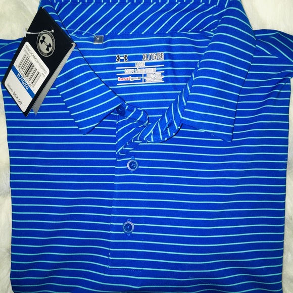 Under Armour CoralBlu/Mint Stripe SS Men’s Polo XL - Picture 6 of 8